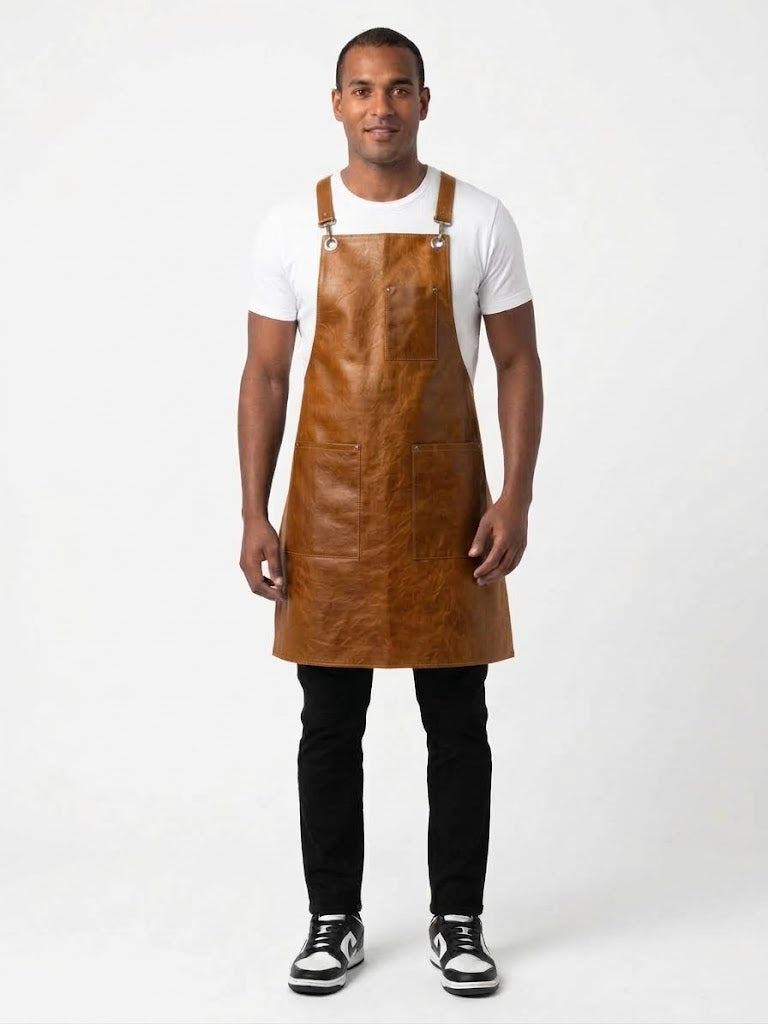 Blue leather apron 