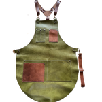 Olive green leather apron