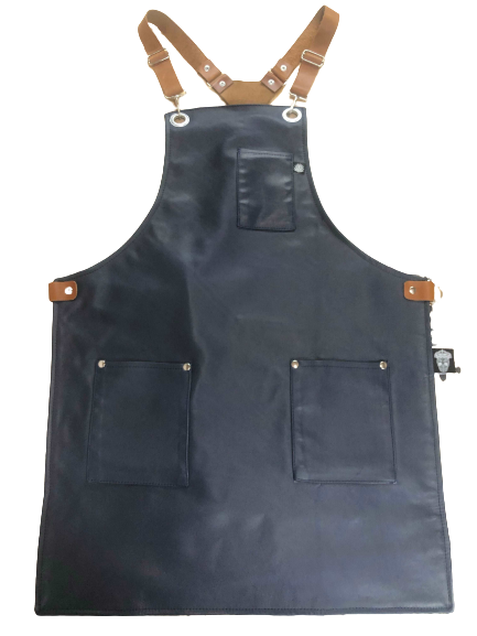 Blue leather apron 