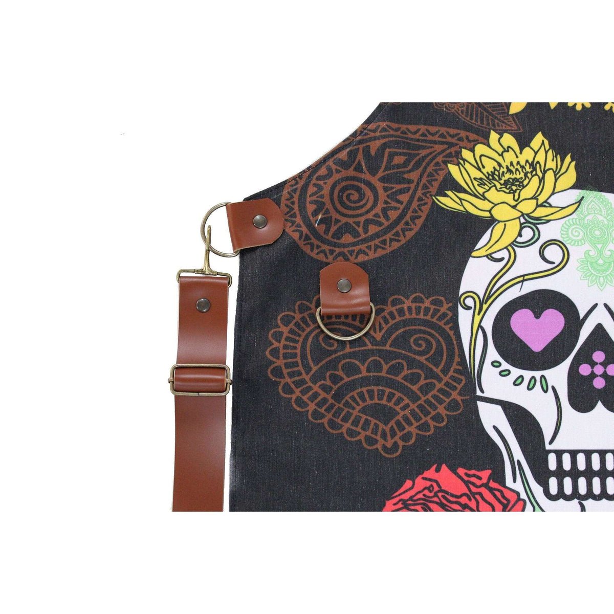 Mandil calavera y flores