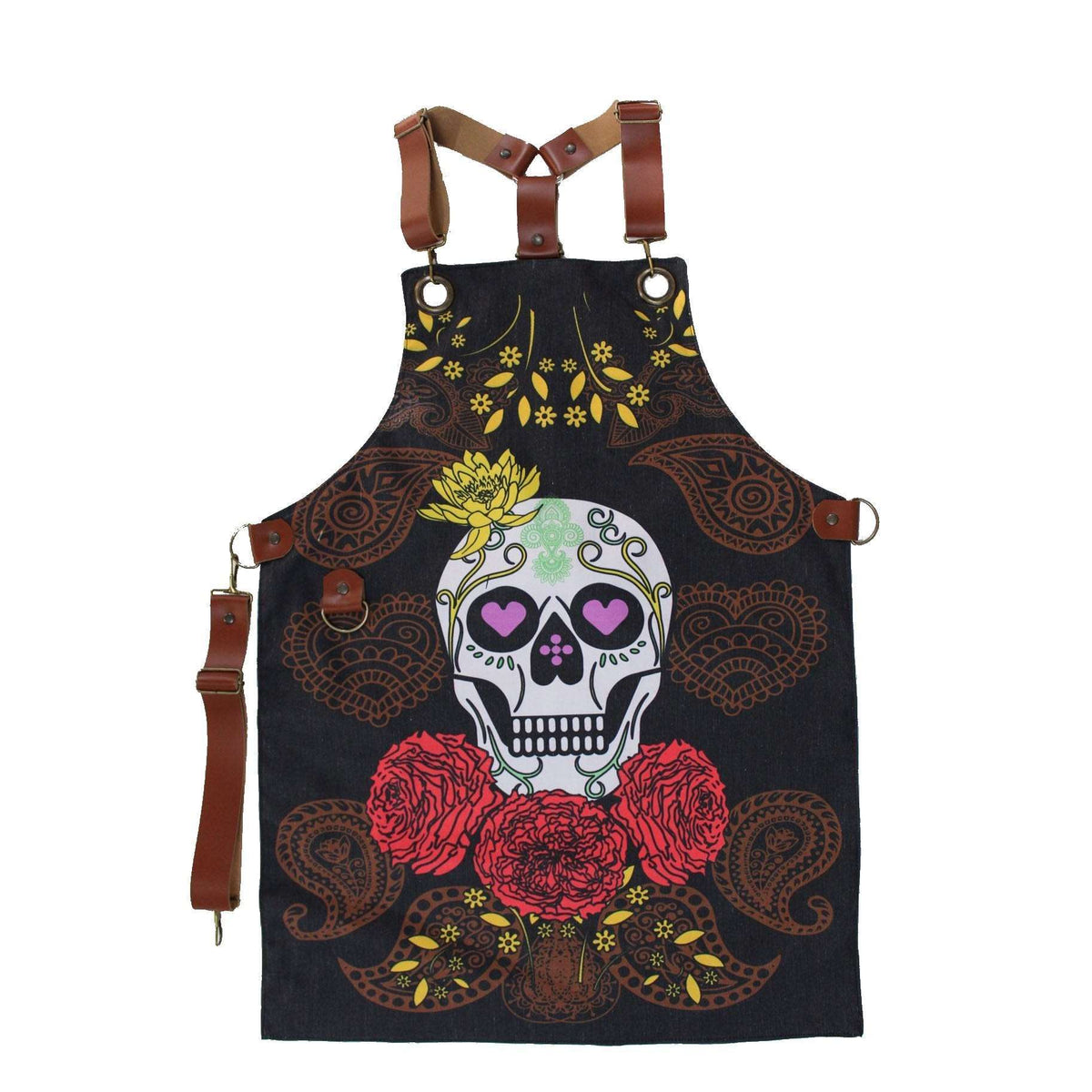 Mandil calavera y flores